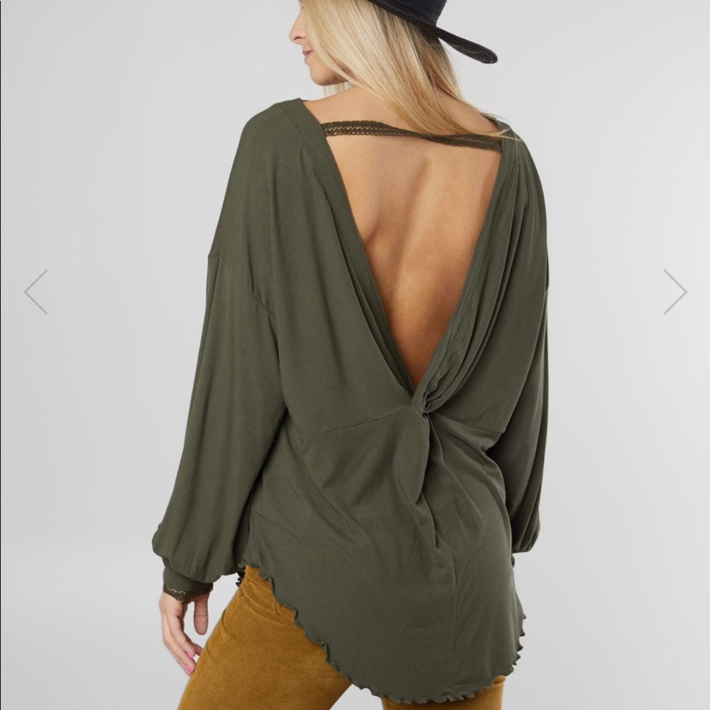 Free People shimmy shake Army colored top